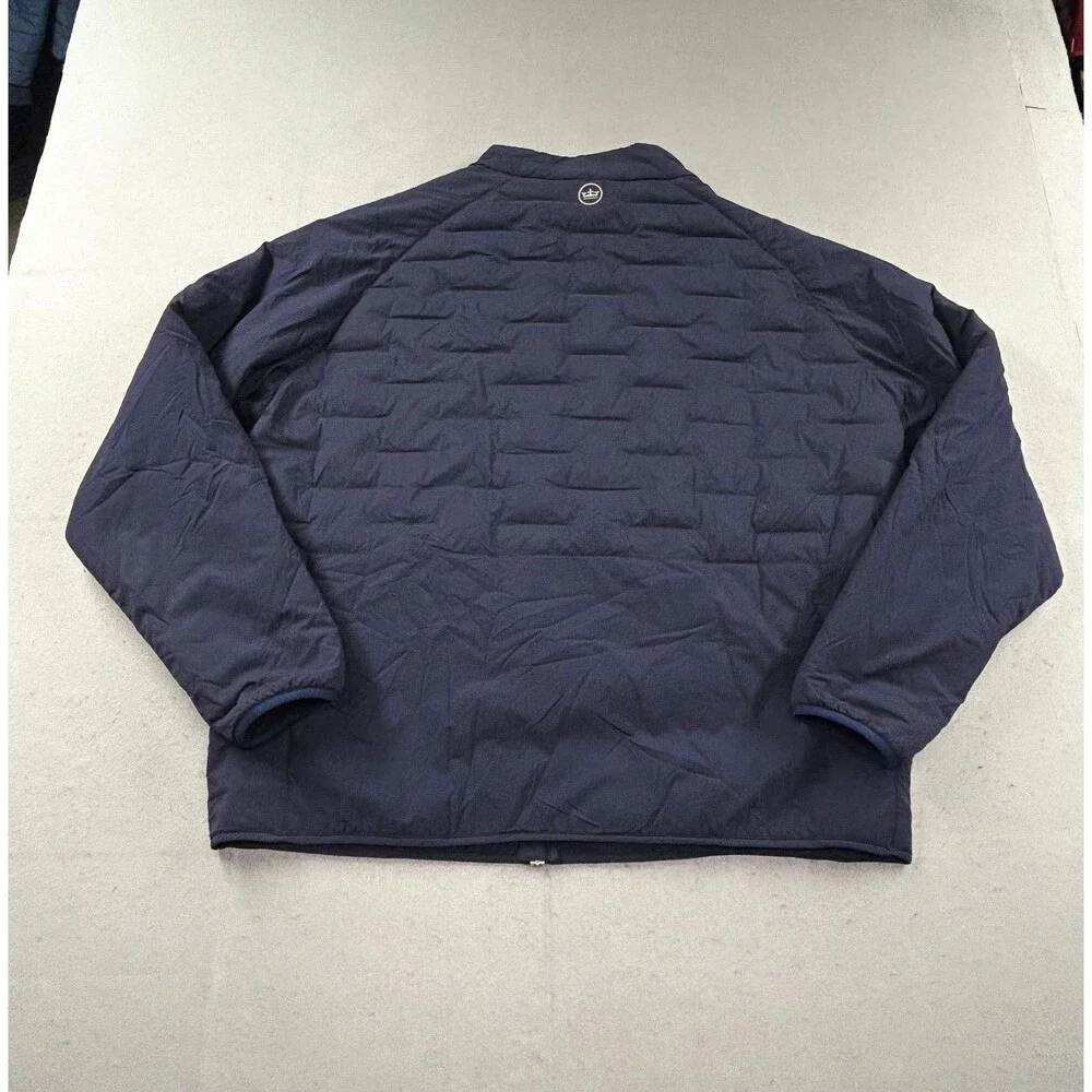 Peter Millar Mens Navy Insulated Front Full Zip Jacket Golf Puffer Jacket